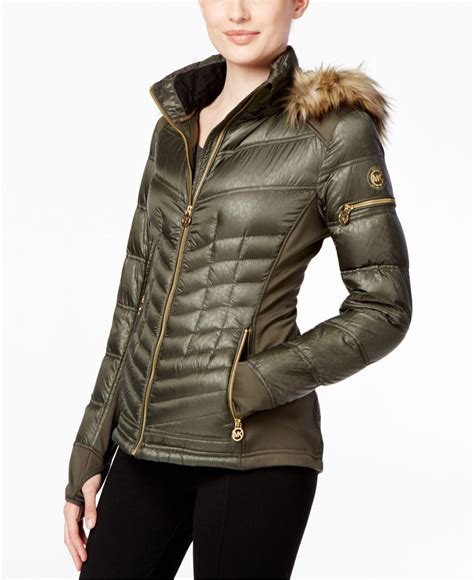 michael kors olive green puffer jacket